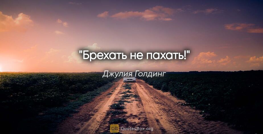 Джулия Голдинг цитата: "Брехать не пахать!"