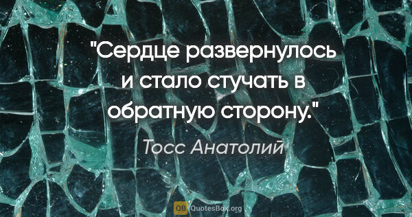 Тосс Анатолий цитата: "Сердце развернулось и стало стучать в обратную сторону."