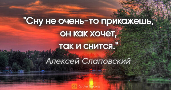 Алексей Слаповский цитата: "Сну не очень-то прикажешь, он как хочет, так и снится."