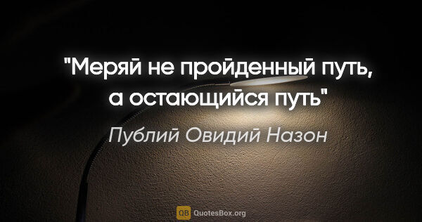 Публий Овидий Назон цитата: "Меряй не пройденный путь, а остающийся путь"