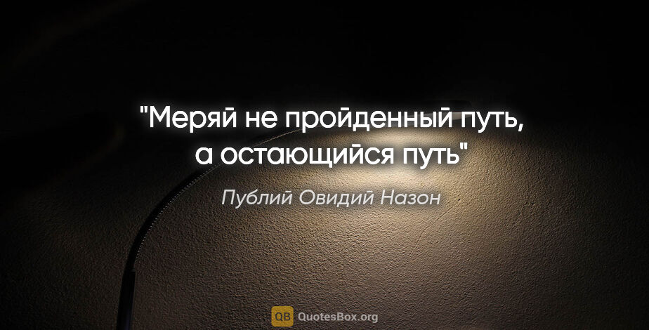 Публий Овидий Назон цитата: "Меряй не пройденный путь, а остающийся путь"