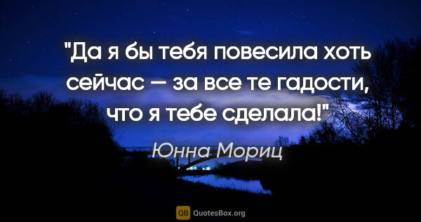 Юнна Мориц цитата: "Да я бы тебя повесила хоть сейчас — за все те гадости, что я..."