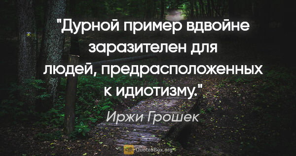 Иржи Грошек цитата: "Дурной пример вдвойне заразителен для людей, предрасположенных..."