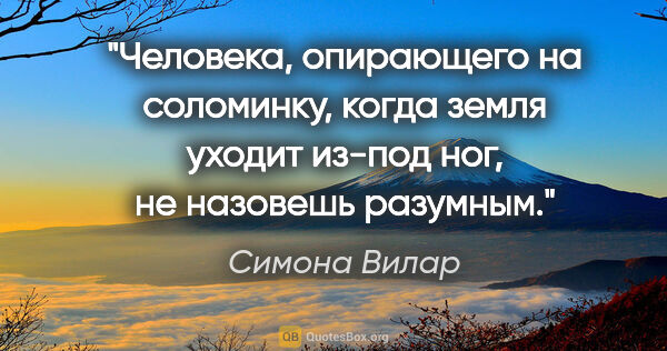 Симона Вилар цитата: "Человека, опирающего на соломинку, когда земля уходит из-под..."