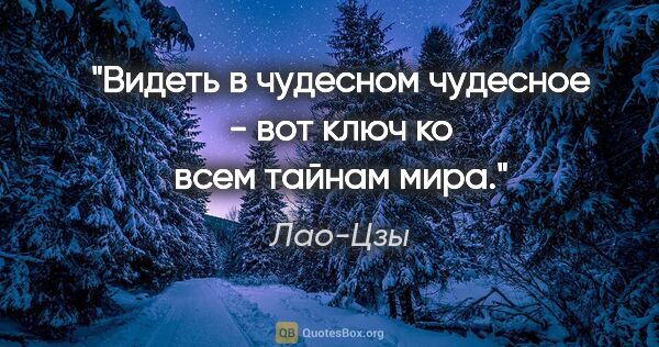 Лао-Цзы цитата: "Видеть в чудесном чудесное - вот ключ ко всем тайнам мира."