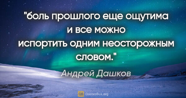 Андрей Дашков цитата: "боль прошлого еще ощутима и все можно испортить одним..."