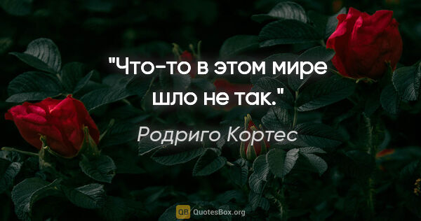 Родриго Кортес цитата: "Что-то в этом мире шло не так."