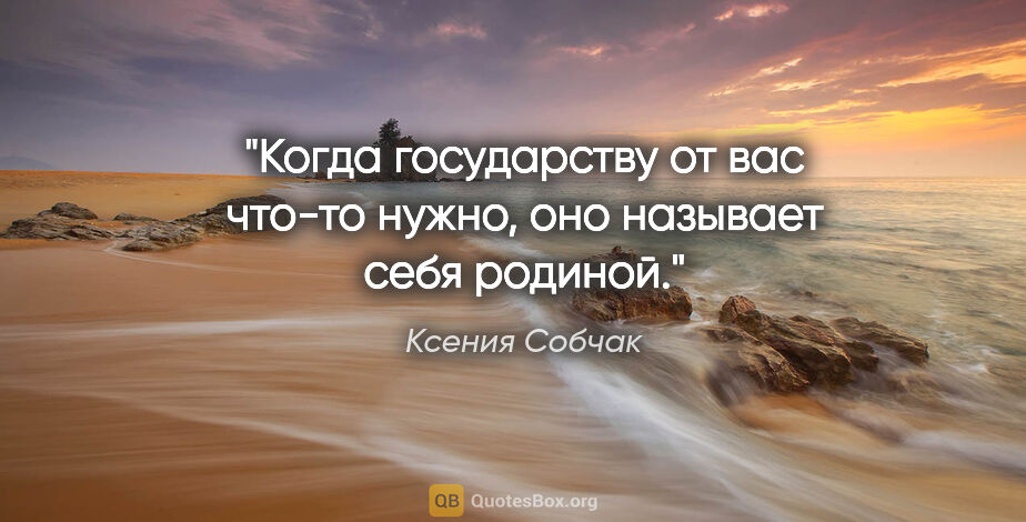 Ксения Собчак цитата: "Когда государству от вас что-то нужно, оно называет себя родиной."