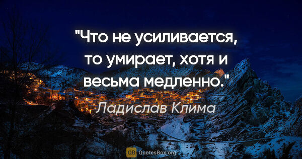 Ладислав Клима цитата: "Что не усиливается, то умирает, хотя и весьма медленно."