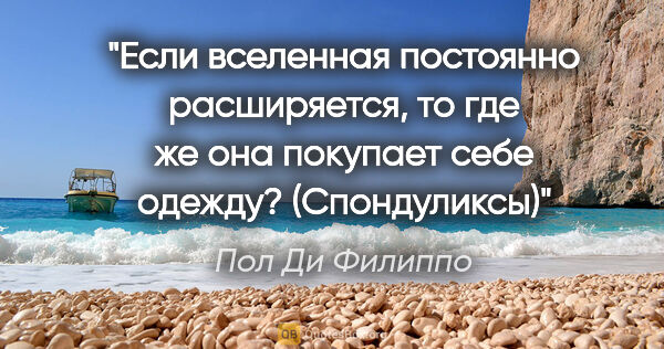 Пол Ди Филиппо цитата: "Если вселенная постоянно расширяется, то где же она покупает..."