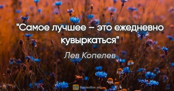 Лев Копелев цитата: "Самое лучшее – это ежедневно кувыркаться"