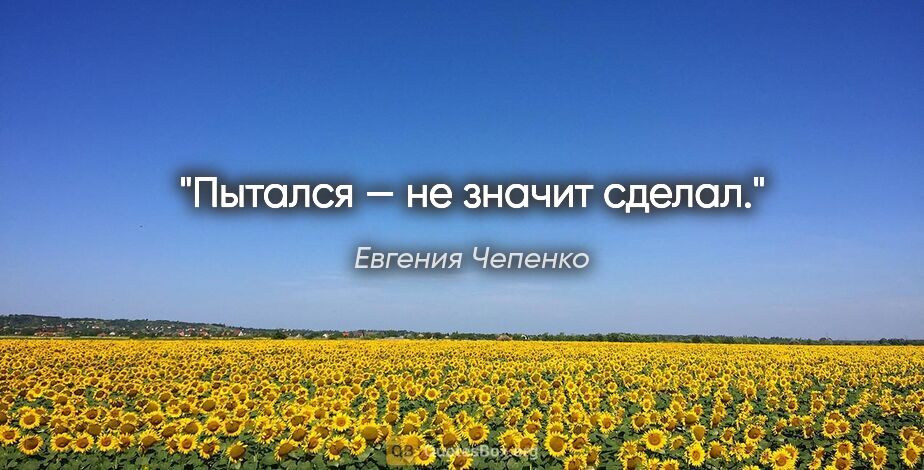 Евгения Чепенко цитата: "Пытался — не значит сделал."