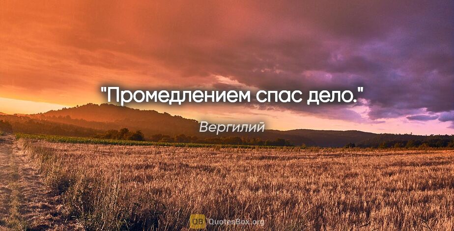 Вергилий цитата: "Промедлением спас дело."