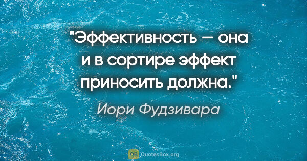 Иори Фудзивара цитата: "Эффективность — она и в сортире эффект приносить должна."