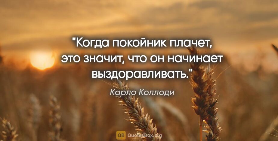 Карло Коллоди цитата: "Когда покойник плачет, это значит, что он начинает..."