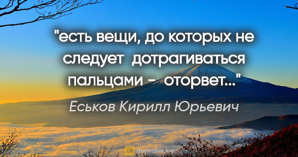 Еськов Кирилл Юрьевич цитата: "есть вещи, до которых не следует  дотрагиваться пальцами - ..."