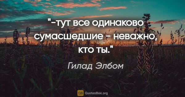 Гилад Элбом цитата: "-тут все одинаково сумасшедшие - неважно, кто ты."