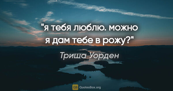 Триша Уорден цитата: "я тебя люблю. можно я дам тебе в рожу?"