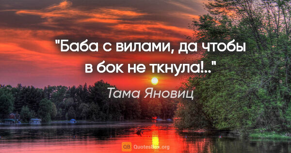 Тама Яновиц цитата: "Баба с вилами, да чтобы в бок не ткнула!.."