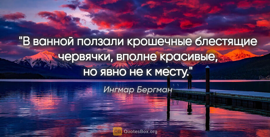 Ингмар Бергман цитата: "В ванной ползали крошечные блестящие червячки, вполне..."