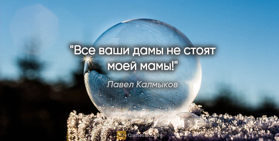 Павел Калмыков цитата: "Все ваши дамы не стоят моей мамы!"