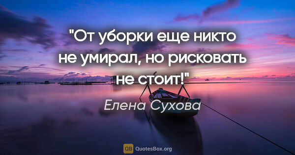 Елена Сухова цитата: "От уборки еще никто не умирал, но рисковать не стоит!"