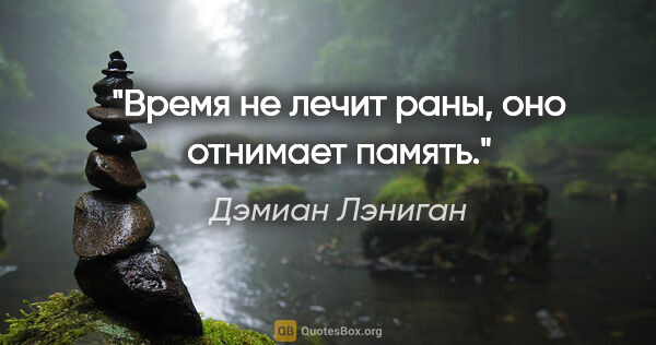 Дэмиан Лэниган цитата: "Время не лечит раны, оно отнимает память."