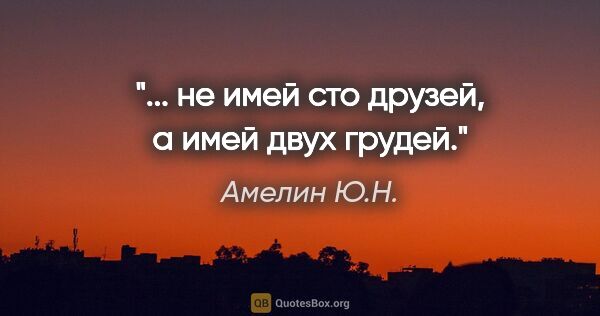 Амелин Ю.Н. цитата: "... не имей сто друзей, а имей двух грудей."