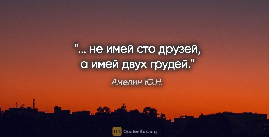 Амелин Ю.Н. цитата: "... не имей сто друзей, а имей двух грудей."