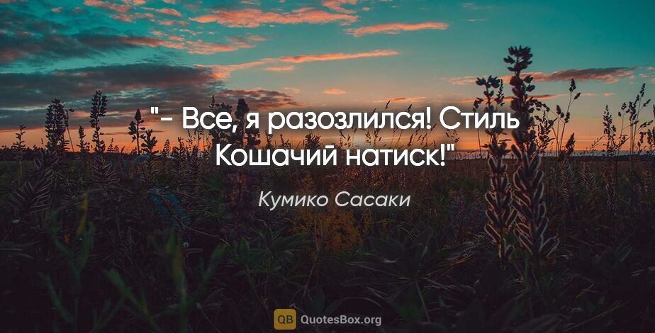 Кумико Сасаки цитата: "- Все, я разозлился! Стиль "Кошачий натиск"!"