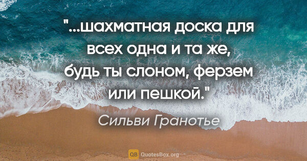 Сильви Гранотье цитата: "шахматная доска для всех одна и та же, будь ты слоном, ферзем..."