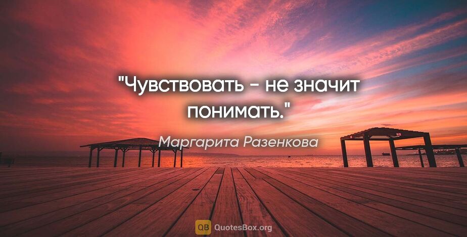 Маргарита Разенкова цитата: "Чувствовать - не значит понимать."
