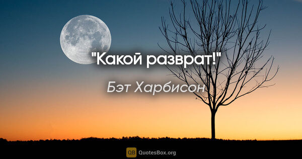 Бэт Харбисон цитата: "Какой разврат!"