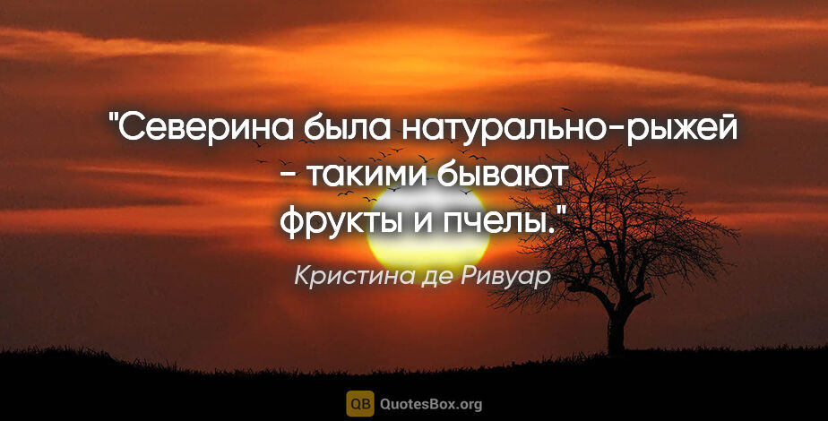 Кристина де Ривуар цитата: "Северина была натурально-рыжей - такими бывают фрукты и пчелы."