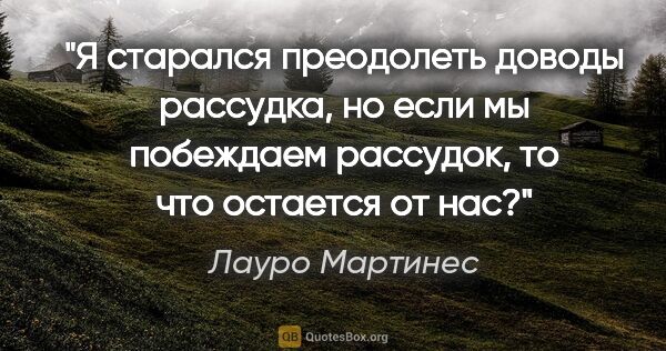 Лауро Мартинес цитата: "Я старался преодолеть доводы рассудка, но если мы побеждаем..."