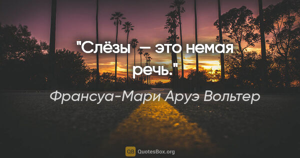 Франсуа-Мари Аруэ Вольтер цитата: "Слёзы — это немая речь."