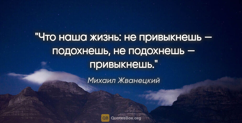 Михаил Жванецкий цитата: "Что наша жизнь: не привыкнешь — подохнешь, не подохнешь —..."