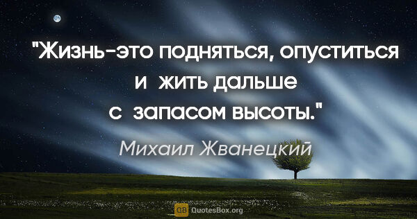 Михаил Жванецкий цитата: "Жизнь-это подняться, опуститься и жить дальше с запасом высоты."