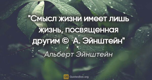 Альберт Эйнштейн цитата: "Смысл жизни имеет лишь жизнь, посвященная другим © А. Эйнштейн"