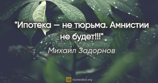 Михаил Задорнов цитата: "Ипотека — не тюрьма. Амнистии не будет!!!"