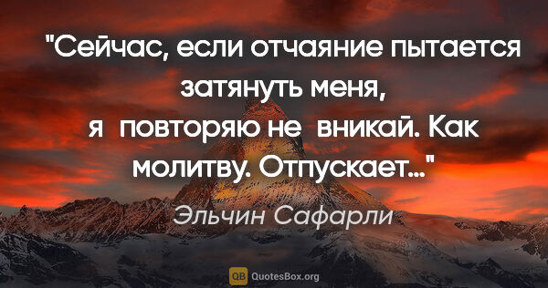 Эльчин Сафарли цитата: "Сейчас, если отчаяние пытается затянуть меня, я повторяю..."