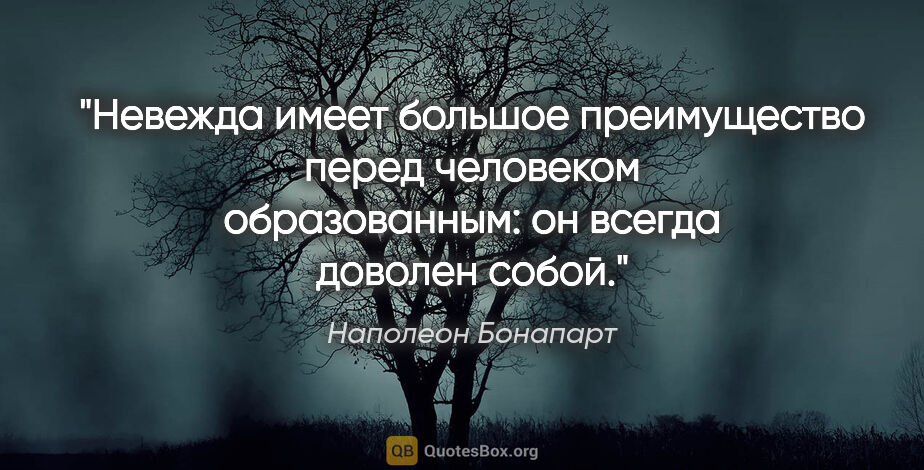 Наполеон Бонапарт цитата: "Невежда имеет большое преимущество перед человеком..."