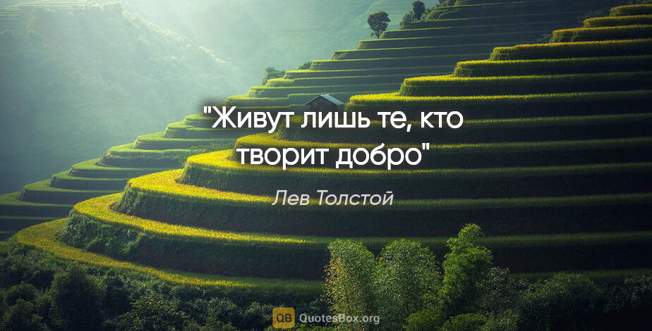 Лев Толстой цитата: "Живут лишь те, кто творит добро"