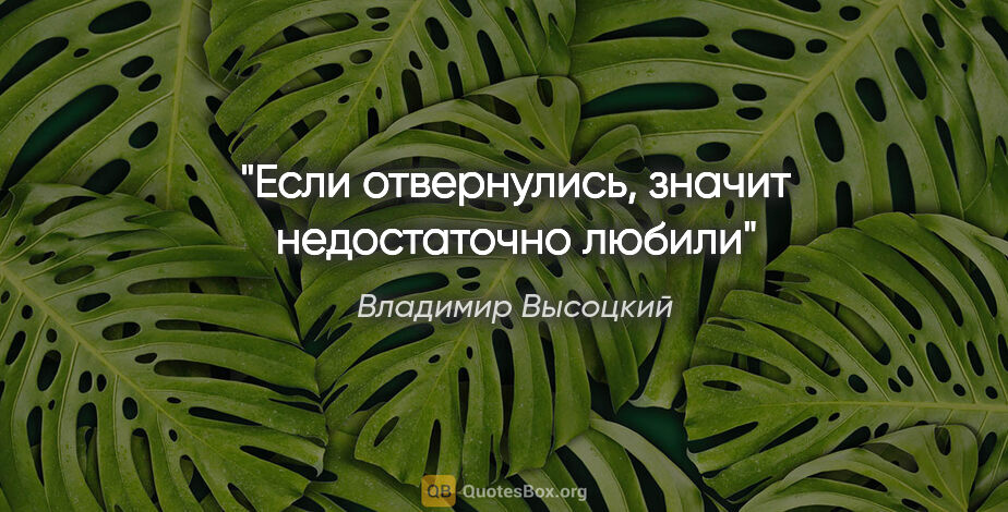 Владимир Высоцкий цитата: "«Если отвернулись, значит недостаточно любили»"