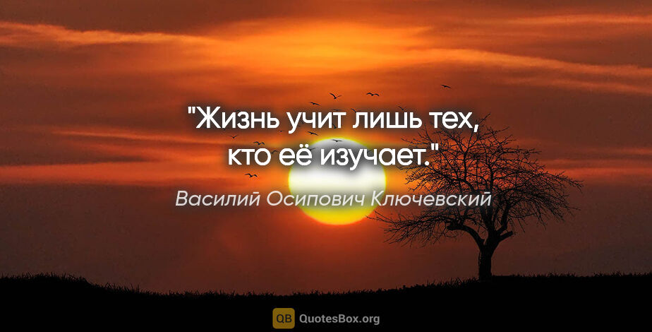 Василий Осипович Ключевский цитата: "«Жизнь учит лишь тех, кто её изучает»."