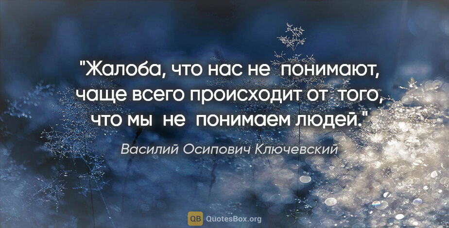 Василий Осипович Ключевский цитата: "Жалоба, что нас не понимают, чаще всего происходит от того,..."