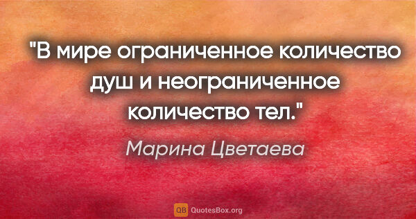 Марина Цветаева цитата: "В мире ограниченное количество душ и неограниченное количество..."