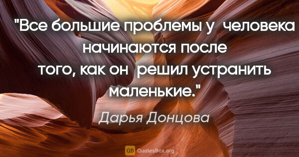 Дарья Донцова цитата: "Все большие проблемы у человека начинаются после того, как..."