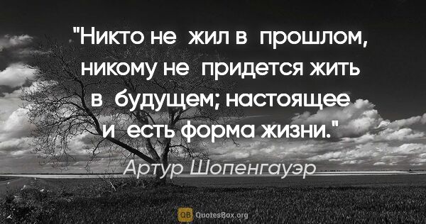 Артур Шопенгауэр цитата: "Никто не жил в прошлом, никому не придется жить в будущем;..."