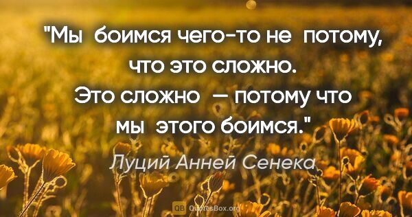 Луций Анней Сенека цитата: "Мы боимся чего-то не потому, что это сложно. Это сложно —..."